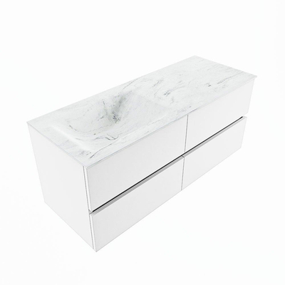 MONDIAZ VICA-DLUX Badkamermeubelset - 120cm - onderkast talc - 4 lades - inbouw wastafel cloud links - zonder kraangaten - 60cm hoge versie - opalo
