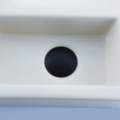 QeramiQ Fuente Ensemble lave-mains - 37.5x18.5x9cm - céramique - trou de robinet à gauche - robinet de lave-mains blanc mat - bonde - siphon abaissé - beige mat