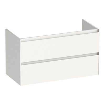 BRAUER Inspire meuble sous-lavabo 100 2 tiroirs à fermeture en douceur - sans poignée - 1 découpe pour siphon - blanc brillant