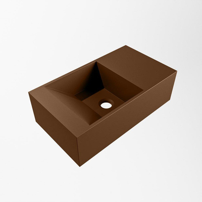 Mondiaz TYNE Lavabo lave-mains Solid Surface 40cm - sans trou de robinet - position lavabo à droite - couleur rouille