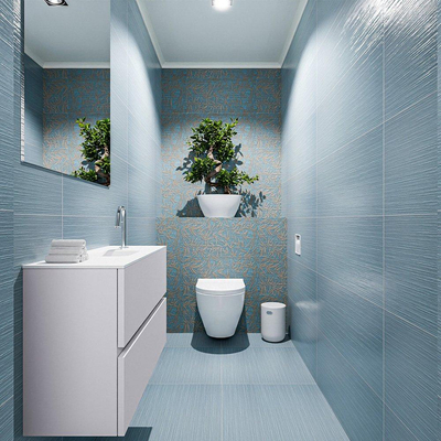 MONDIAZ ADA Toiletmeubel 80x30x50cm met 1 kraangaten 2 lades cale mat Wastafel Lex midden Solid Surface Wit