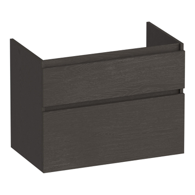 BRAUER Delight wastafelonderkast - 80x46x60cm - 2 softclose lades - greeploos - 1 sifon uitsparing - Timber Anthracite