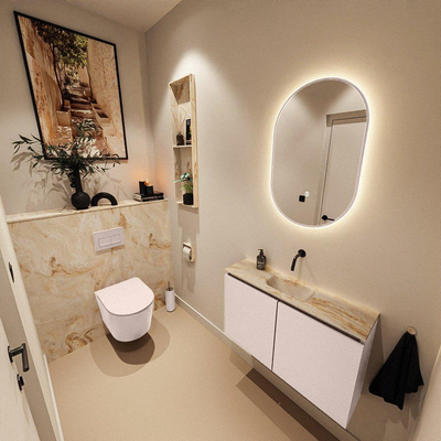 MONDIAZ TURE-DLUX 80cm toiletmeubel Rosee. EDEN wastafel Frappe positie midden. Zonder kraangat.