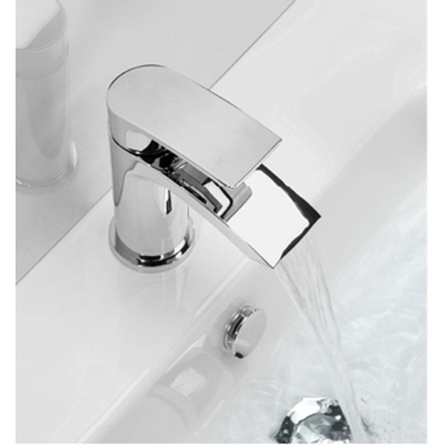 Crosswater Flow Robinet lave mains avec jet cascade - 1 trou - bonde clic clac - chrome