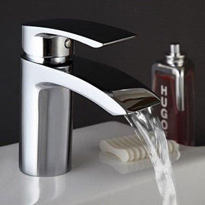 Crosswater Flow Wastafelkraan - met waterval - 1 gats - met klikwaste - hoogglans chroom
