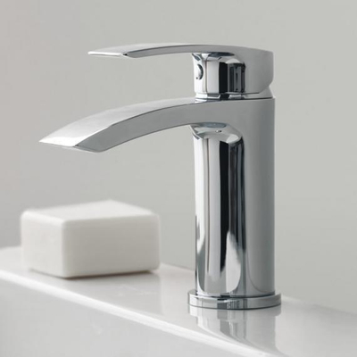 Crosswater Flow Wastafelkraan - met waterval - 1 gats - met klikwaste - hoogglans chroom