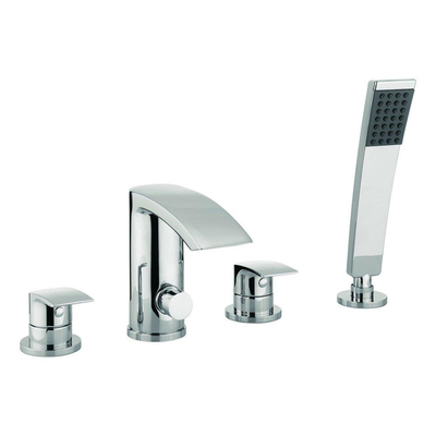 Crosswater Flow mitigeur bain sur gorge - 4 trous - thermostatique - avec douchette - chromé