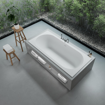 Ideavit SolidCozy baignoire encastrable - 180x80x54cm - solid surface - trop-plein - bonde pop-up incluse - blanc mat