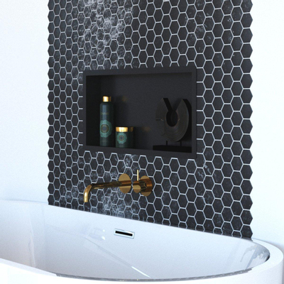 Saniclass Hide Niche de salle de bains 30x60x10cm inox avec cadre à encastrer Noir mat