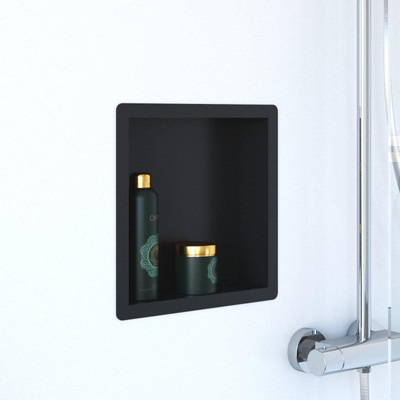 Saniclass Hide luxe inbouwnis - 30x30x10cm - met flens - zwart mat