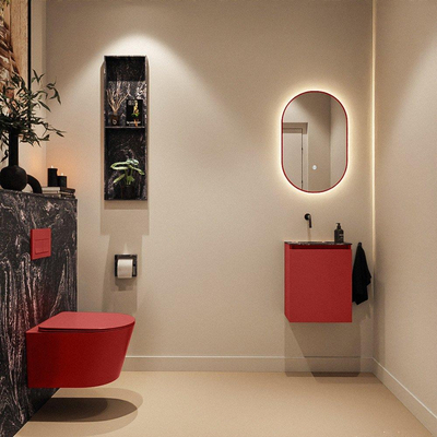MONDIAZ TURE-DLUX Meuble toilette - 40cm - Fire - EDEN - vasque Lava - position gauche - sans trou de robinet