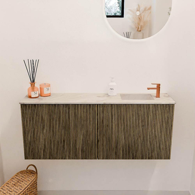 Mondiaz JOYA-DLUX Meuble de salle de bains 100cm - couleur Dusk - Vasque FAYE position Droite 1 trou de robinet couleur Frappe.