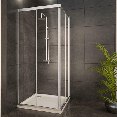 Adema Glass Cabine de douche carré avec 2 portes coulissantes 80x80x185cm verre transparent avec receveur de douche 4cm