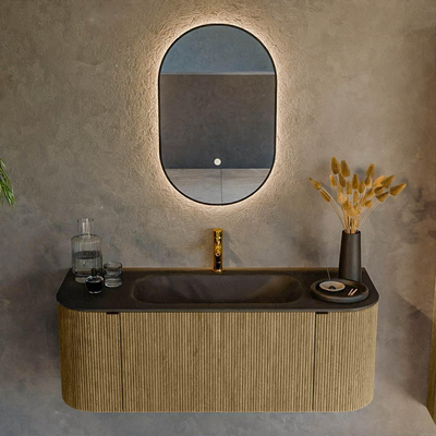 Mondiaz KURVE Badkamermeubelset - 120x46x40cm - 1 lade - 2 deuren - wastafel solid surface - midden - 1 kraangat - Dusk