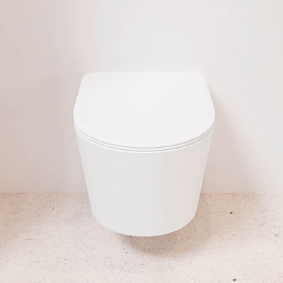 MONDIAZ LAVIE wandclosetpack - 36x53cm - diepspoel - rimless - Talc (white) - softclose - quick-release - toiletzitting - Talc (white)