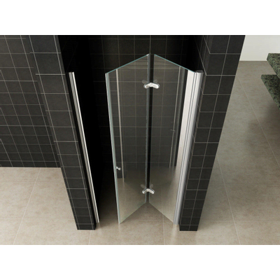 Wiesbaden Maki Porte de niche pliante droite 800 x 2000 x 8 mm verre clair nano chrome