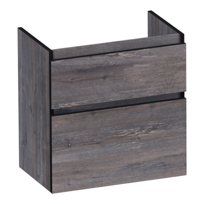 BRAUER Delight Edge wastafelonderkast ondiep 60 2 softclose lades - greeploos - 1 sifon uitsparing - Driftwood