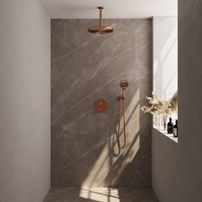 BRAUER Copper Edition inbouw regendoucheset – Ø30 cm hoofddouche – 30 cm plafondbuis – ronde handdouche – 3-weg