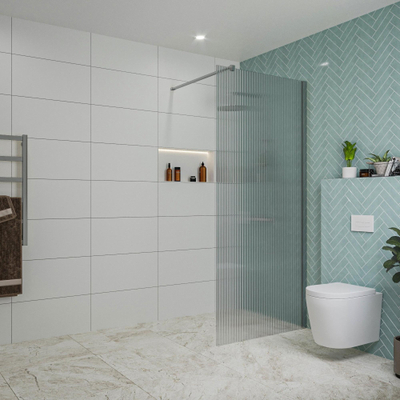 FugaFlow Eccelente Vetro Douche à l'italienne - 90x200cm - verre nervuré - Chrome