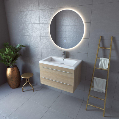 Adema Circle badkamerspiegel rond diameter 80cm met indirecte LED verlichting met spiegelverwarming en touch schakelaar TWEEDEKANS
