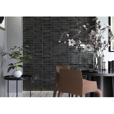 ÉCHANTILLON Terravito Dorelia carreau mural - 5x25cm - Anthracite brillant (anthracite)