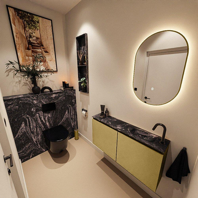 MONDIAZ TURE-DLUX 100cm toiletmeubel Oro. EDEN wastafel Lava positie rechts. Met 1 kraangat.
