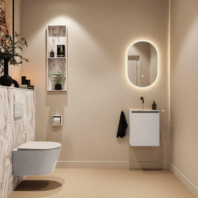 MONDIAZ TURE-DLUX 40cm toiletmeubel Linen. EDEN wastafel Glace positie midden. Zonder kraangat.