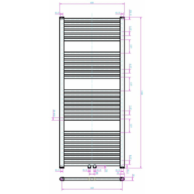 Royal Plaza Sorbus r radiator 60x140 580w recht met midden aansluiting grijs metallic