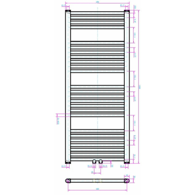 Royal Plaza Sorbus r radiator 50x120 n25 420w recht met midden aansluiting grijs metallic