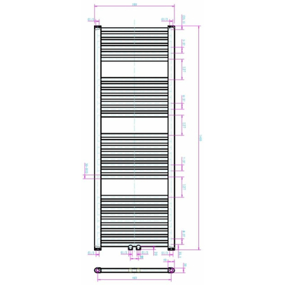 Royal Plaza Sorbus r radiator 50x140 496w recht met midden aansluiting grijs metallic