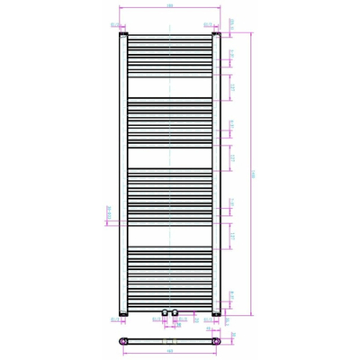 Royal Plaza Sorbus r radiator 50x140 496w recht met midden aansluiting grijs metallic SHOWROOMMODEL
