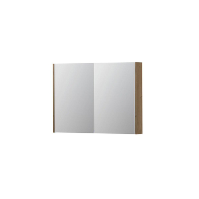INK SPK2 spiegelkast – 100x74x14 cm – 2 deuren, dubbelzijdige spiegeldeuren – Fineer Ash mat