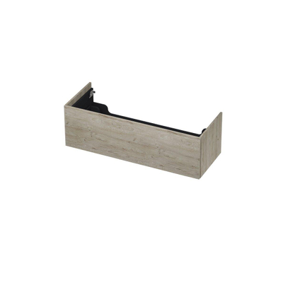 INK Wastafelonderkast - 120x45x37.6cm - 1 lade - push to open - met recht opdekfront - MFC - Greige eiken