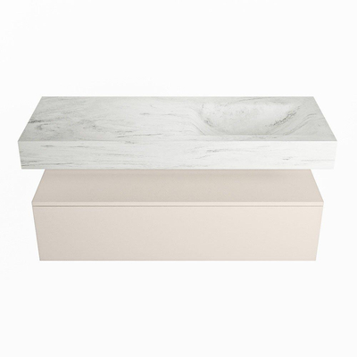 MONDIAZ ALAN - DLUX Badkamermeubelset - 120cm - onderkast - Linen - 1 lade - vrijhangende wastafel - wasbak rechts - 1 kraangat - Opalo