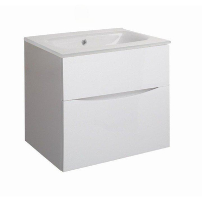 Crosswater Glide II Badmeubelset - 60x45x52cm - 2 lades - greeploos - wastafel - glans wit gloss