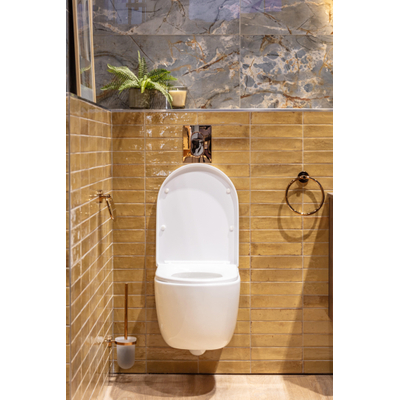 QeramiQ Dely Swirl WC suspendu - 36.5x53cm - à fond creux - sans bride - abattant softclose - blanc brillant