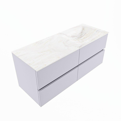 Mondiaz VICA-DLUX Ensemble de meuble de salle de bain - 120cm - meuble sous-vasque cale - 4 tiroirs - lavabo encastré cloud droite - 1 trou de robinet - version haute de 60cm - ostra