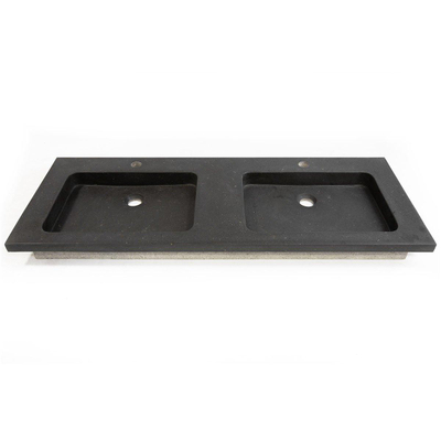 Saniclass Noche Lavabo pour meuble 121x46x9cm 2 vasques 2 trous de robinet pierre naturelle foncé