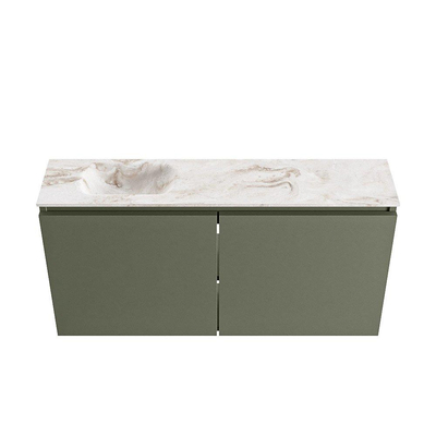 MONDIAZ TURE-DLUX 100cm toiletmeubel Army. EDEN wastafel Frappe positie links. Met 1 kraangat.