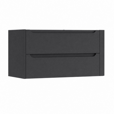 H&R Badmeubelen Juice Meuble sous vasque - 100x45x50cm - angle droit arrondi - 2 tiroirs - poignée intégrée - anthracite mat