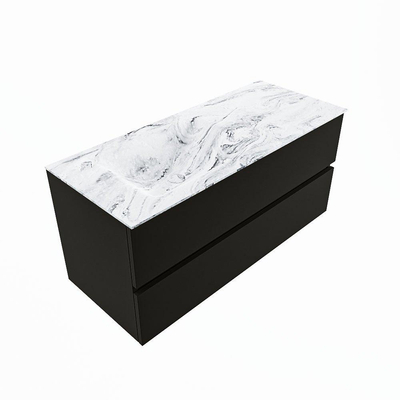 Mondiaz VICA-DLUX Ensemble de meuble de salle de bain - 110cm - meuble sous-vasque urban - 2 tiroirs - lavabo encastré cloud gauche - 1 trou de robinet - version haute de 60cm - glace