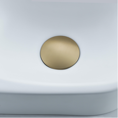 QeramiQ Fuente fonteinset – 40x21.5x12 cm – keramiek wit mat – kraangat links – geborsteld gouden kraan
