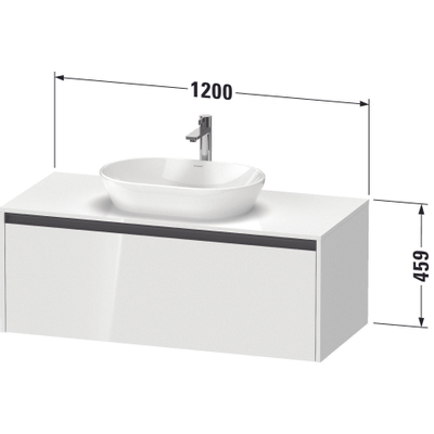 Duravit ketho 2 meuble sous lavabo avec plaque console avec 1 tiroir 120x55x45.9cm avec poignée anthracite chêne naturel mate