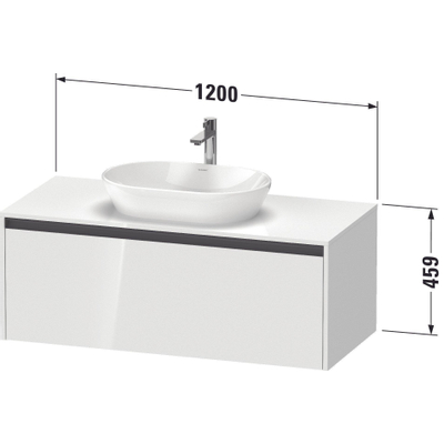 Duravit ketho 2 meuble sous lavabo avec plaque console avec 1 tiroir 120x55x45.9cm avec poignée anthracite graphite super mat