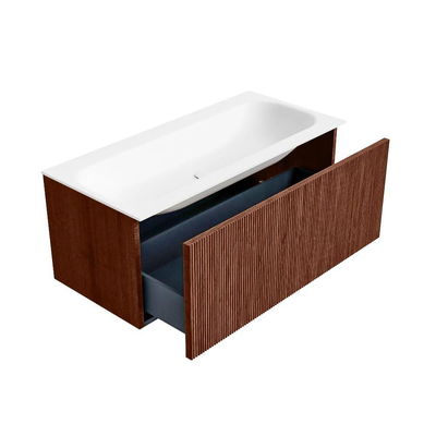 Mondiaz KURVE Badkamermeubelset - 100x46x40cm - 1 lade - wastafel solid surface - midden - 1 kraangat - Ruby