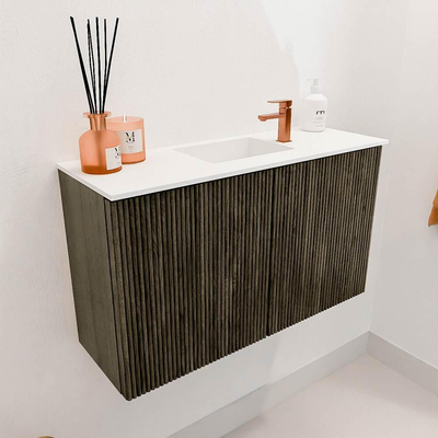 Mondiaz JOYA 70cm toiletmeubel - kleur Shadow - Wastafel FAYE positie Midden 1 kraangat kleur Talc.