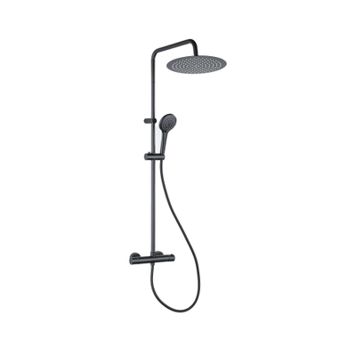 FugaFlow Efficiente Sobrado regendouche met thermostaat hoofddouche 30cm handdouche 3 standen zwart 110cm
