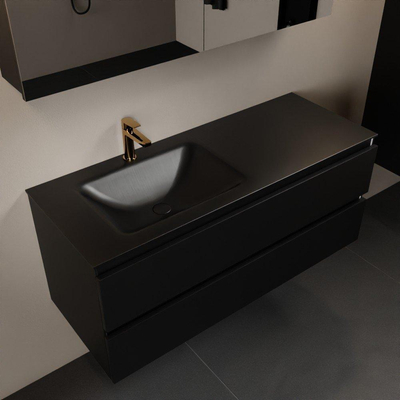 Mondiaz AIVY Ensemble de meuble - 120x45x50cm - 1 trou de robinet - 1 vasque Urban Solid surface - Gauche - 2 tiroirs - avec armoire de toilette - MDF Urban