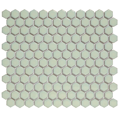 La mosaïque Mosaic Factory Barcelona - 26x30cm - carrelage mural - Hexagone - Porcelaine Vert Doux avec Bord Brillant