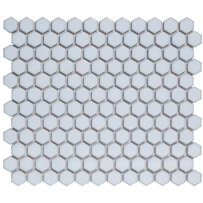The Mosaic Factory Barcelona mozaïektegel - 26x30cm - wandtegel - Zeshoek/Hexagon - Porselein Soft Blue with Edge Glans